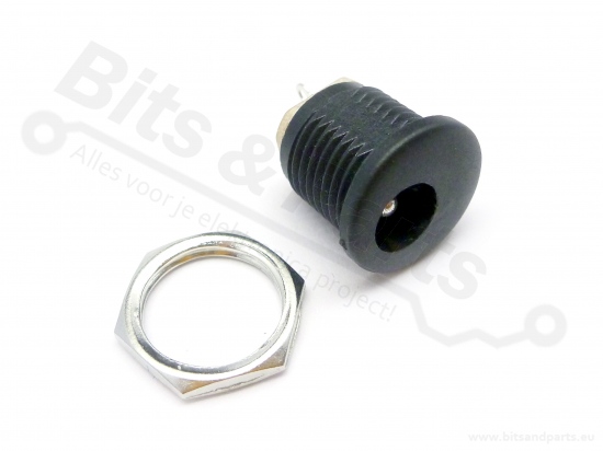 Chassisdeel 2,1x5,5mm voedings-stekker jack plug zwart